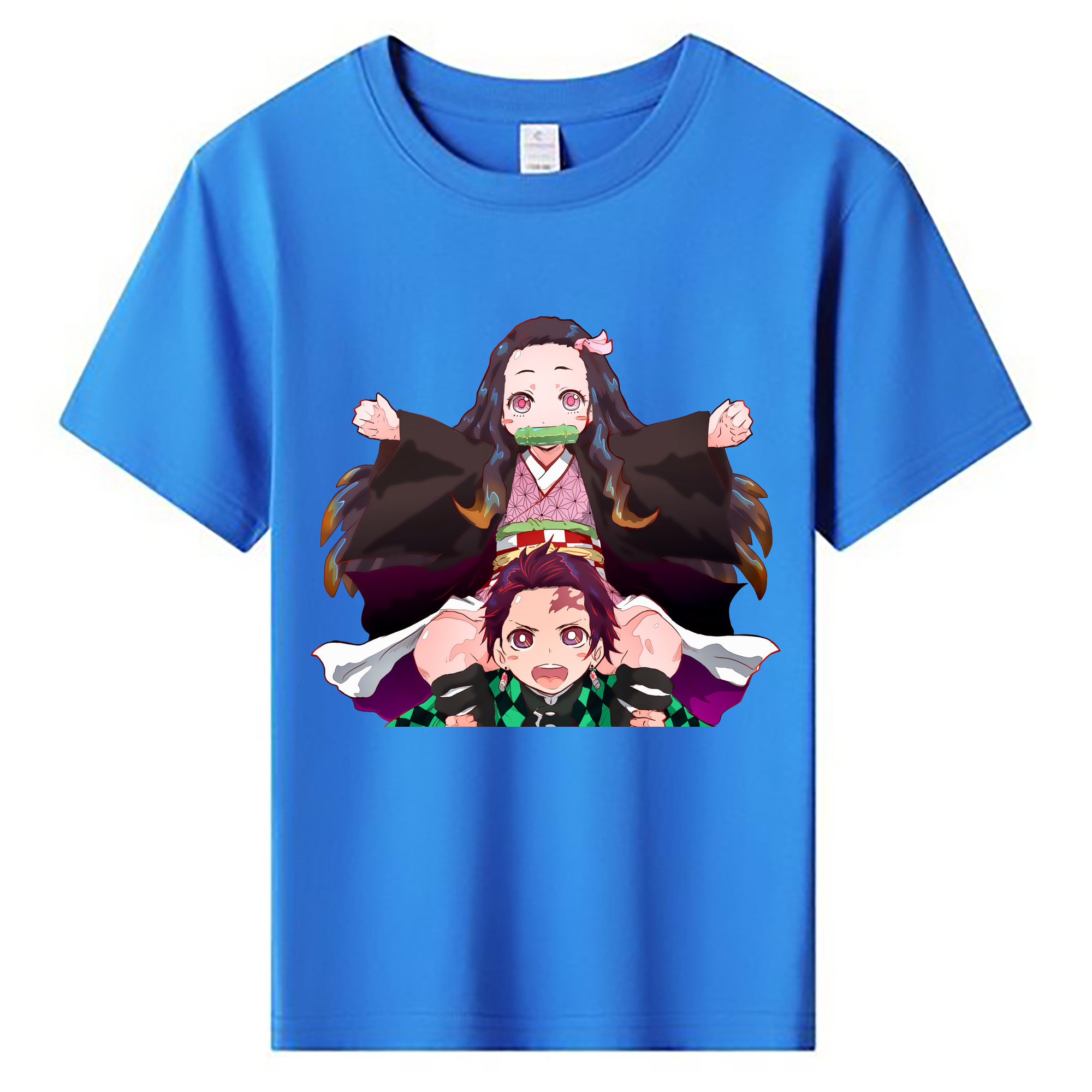 （画像用） 鬼滅の刃（きめつのやいば）竈門 禰󠄀豆子／かまど ねずこ Kamado Nezuko 綿100％キッズTシャツ（フロントプリント）